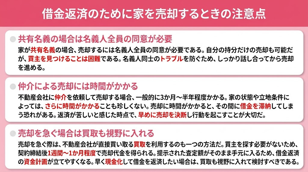 借金返済のために家を売却するときの注意点