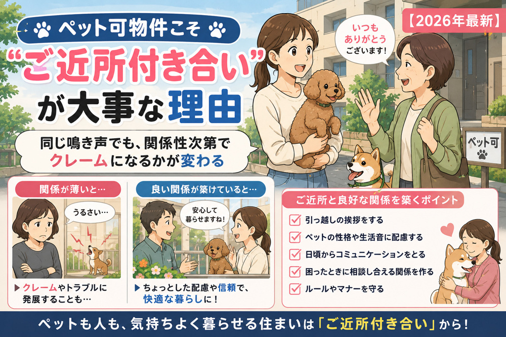 ペット可物件こそ「ご近所付き合い」が大事な理由｜同じ鳴き声でも、関係性次第でクレームになるかが変わる【2026年最新】の画像