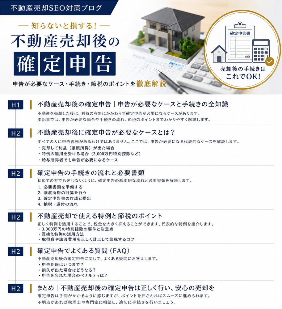 不動産売却後の確定申告は必要？ 申告が必要なケース・必要書類・3,000万円特別控除まで徹底解説の画像