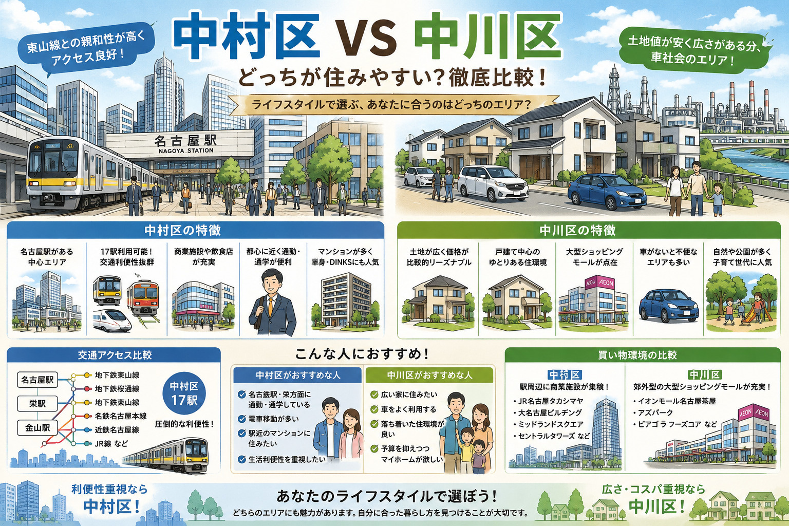 名古屋の人気エリア対決「中村区」VS「中川区」どちらがオススメ？の画像