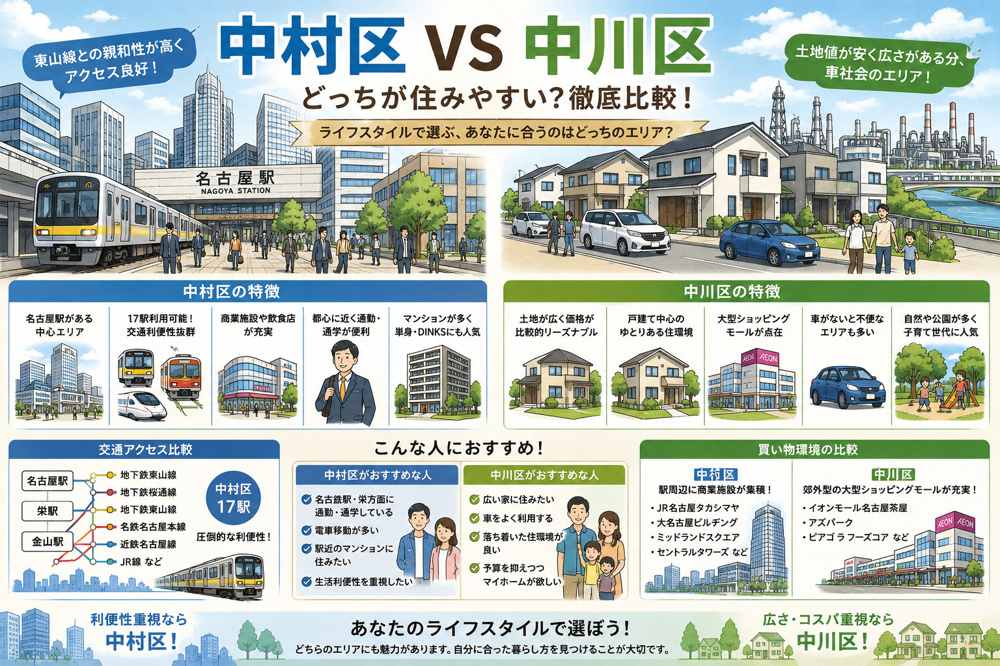 名古屋の人気エリア対決「中村区」VS「中川区」どちらがオススメ？の画像