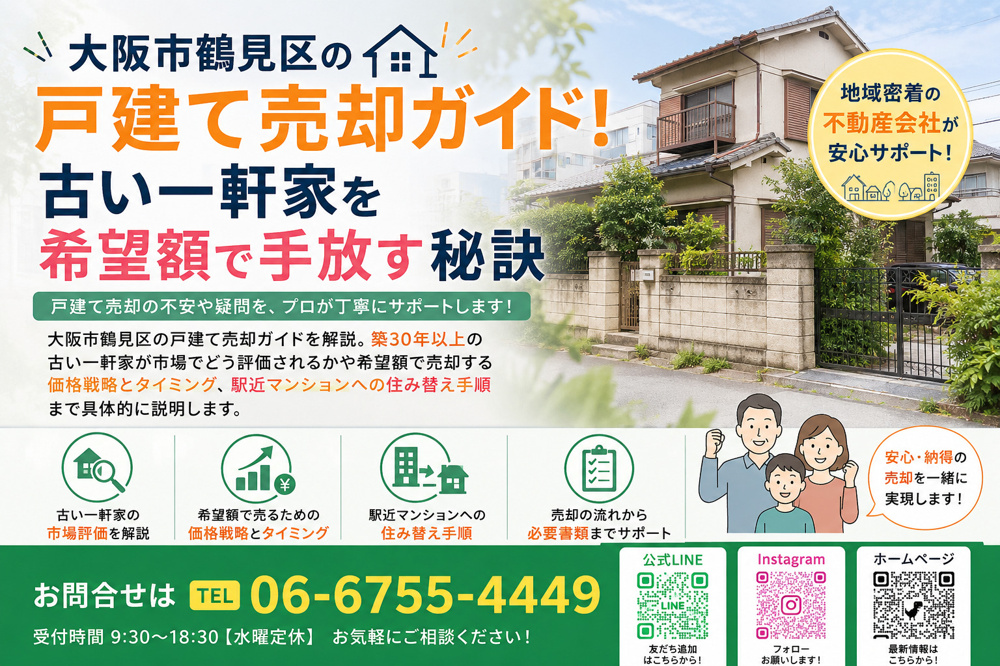 大阪市鶴見区の戸建て売却ガイド！古い一軒家を希望額で手放す秘訣の画像