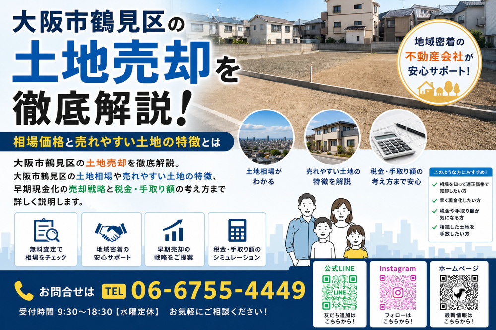 大阪市鶴見区の土地売却を徹底解説！相場価格と売れやすい土地の特徴とはの画像