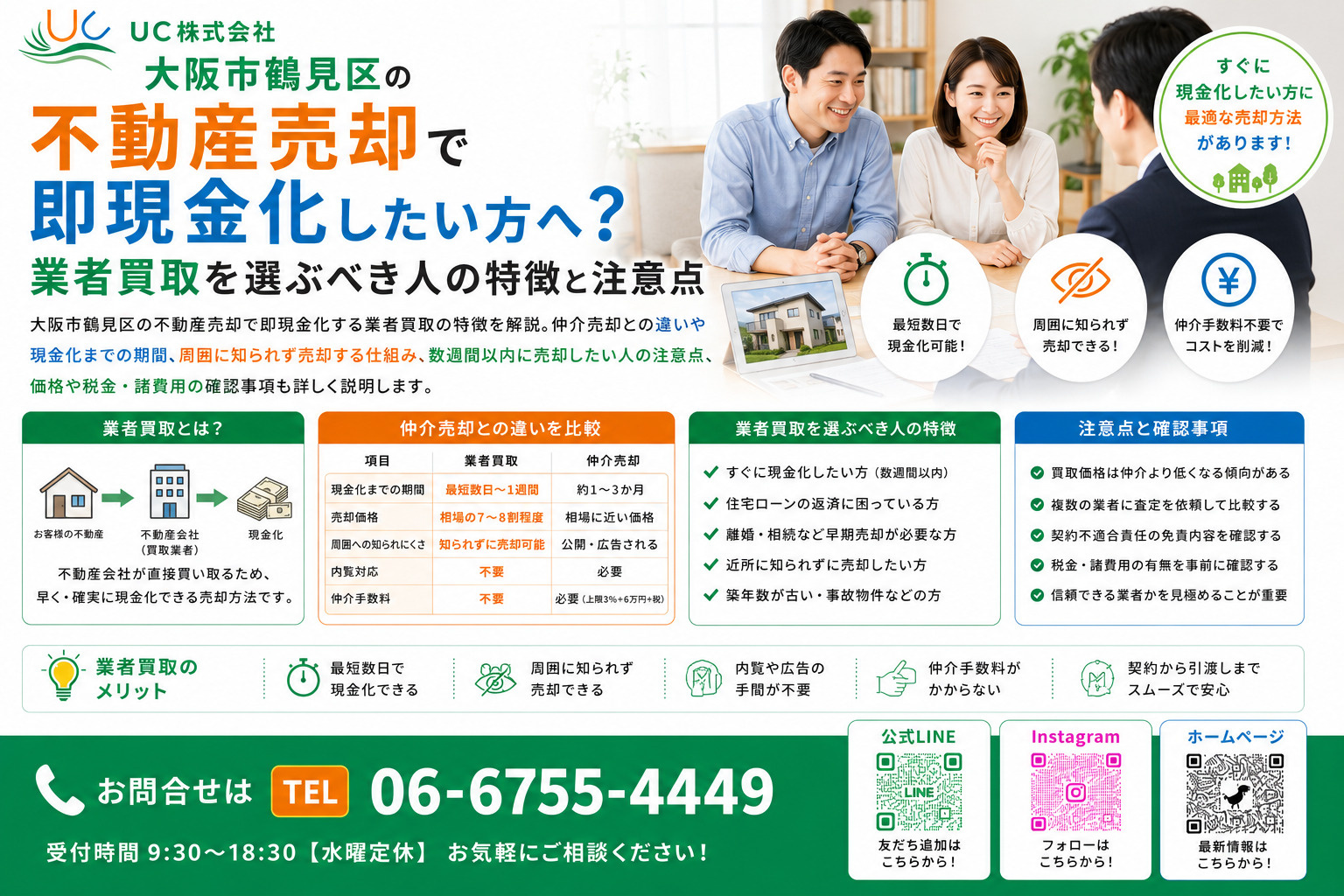 大阪市鶴見区の不動産売却で即現金化したい方へ？業者買取を選ぶべき人の特徴と注意点の画像