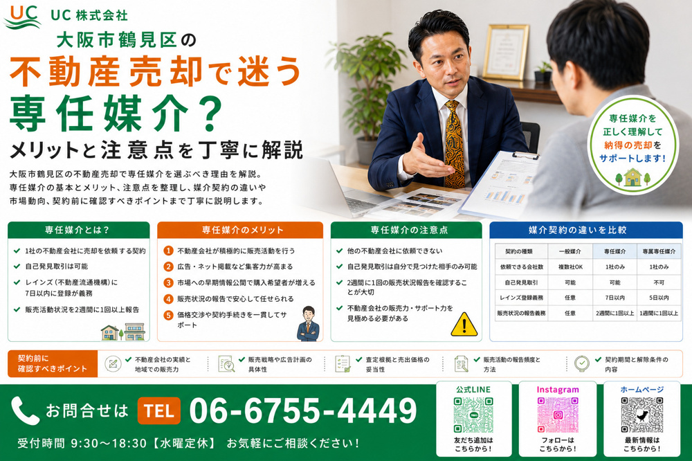 大阪市鶴見区の不動産売却で迷う専任媒介？メリットと注意点を丁寧に解説の画像