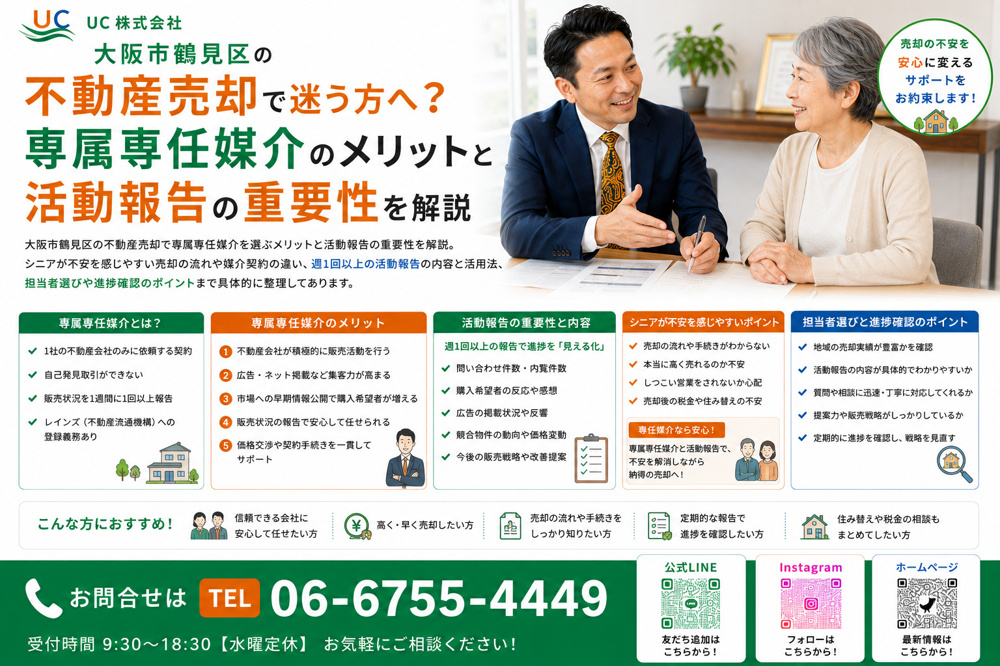 大阪市鶴見区の不動産売却で迷う方へ？専属専任媒介のメリットと活動報告の重要性を解説の画像