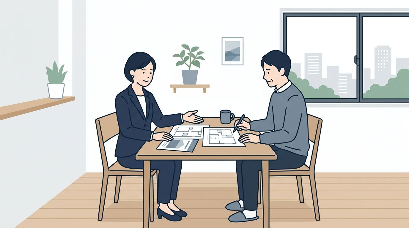 相談して契約を選ぶイメージ