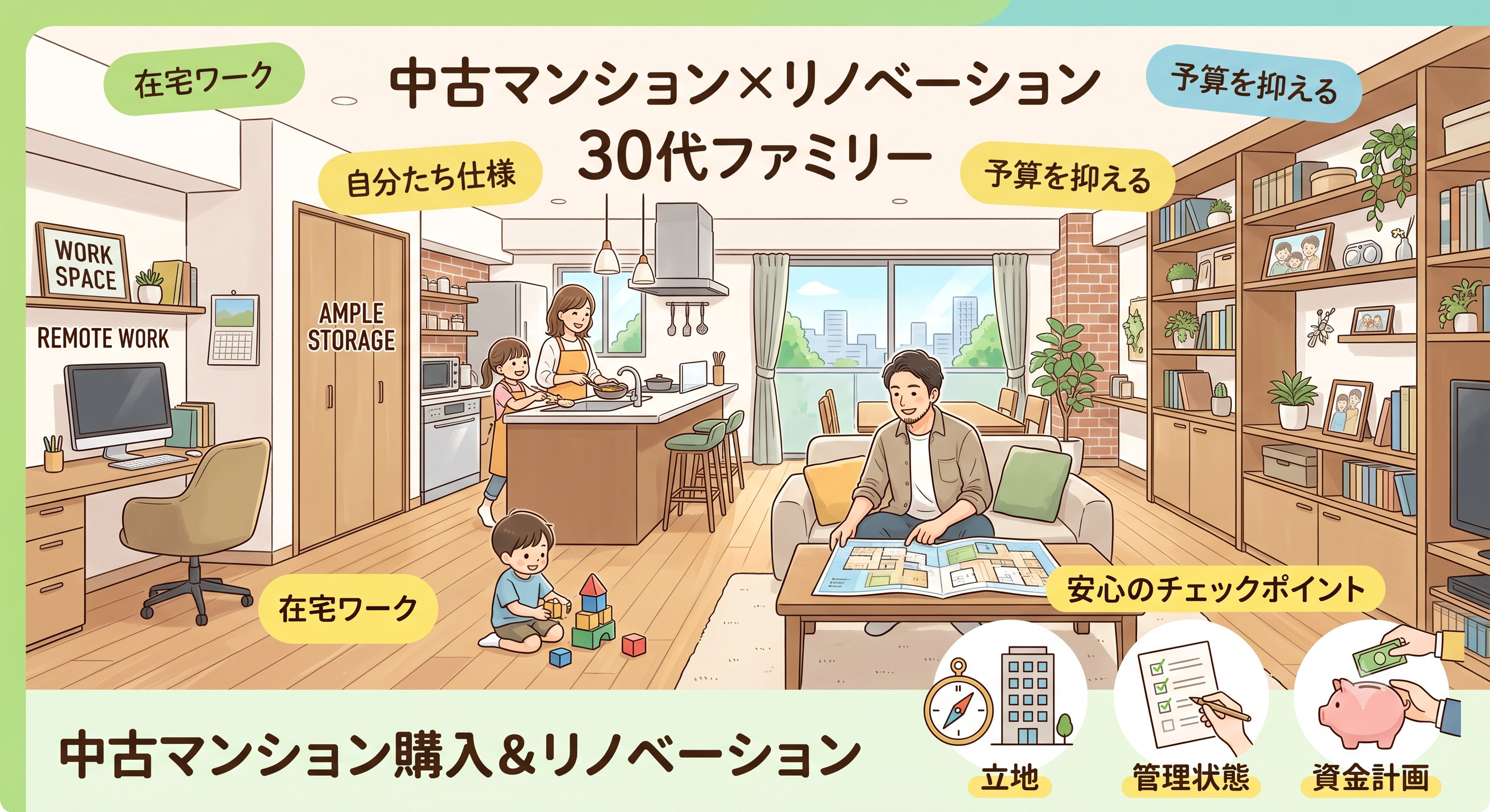 中古マンションで叶える理想のリノベーション!30代ファミリーの予算と間取りの考え方の画像