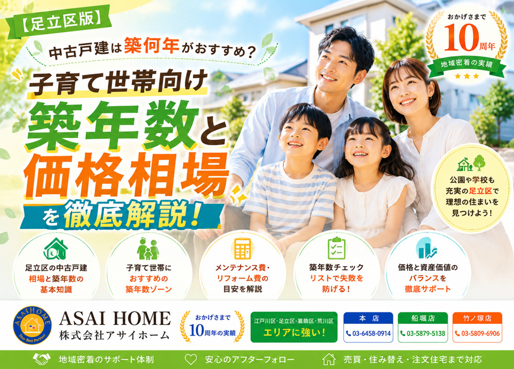 【足立区版】中古戸建は築何年がおすすめ？子育て世帯向け築年数と価格相場を徹底解説！の画像