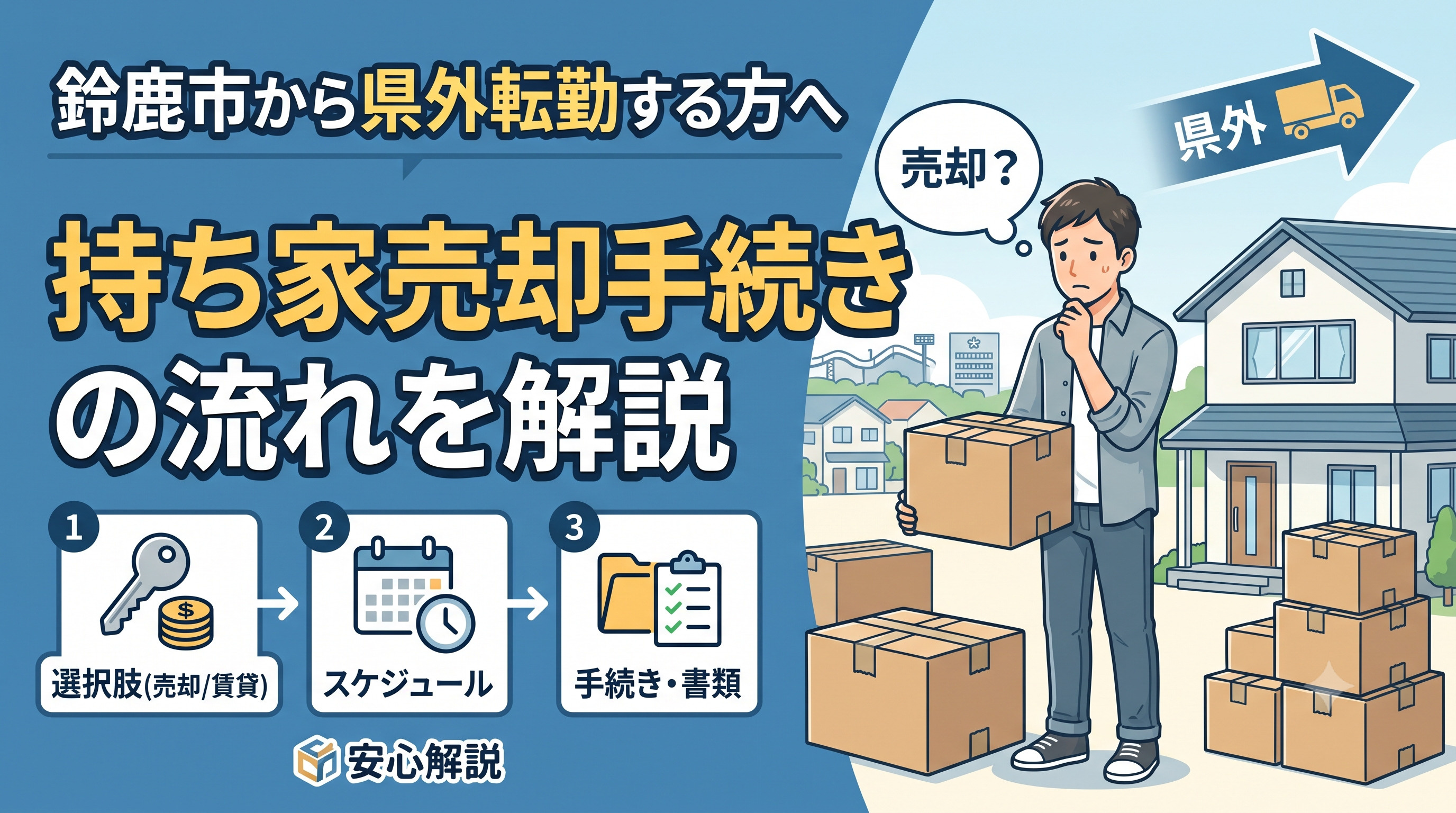 鈴鹿市から県外転勤する方へ 持ち家売却手続きの流れを解説の画像