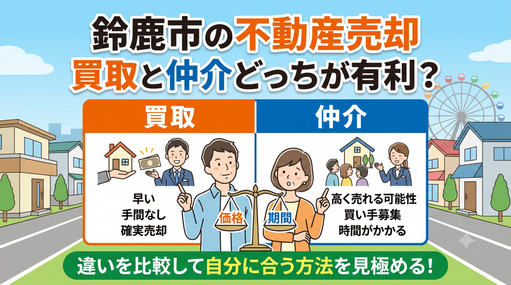 鈴鹿市の不動産売却は買取と仲介どっちが有利？違いを比較して自分に合う方法を見極めるの画像