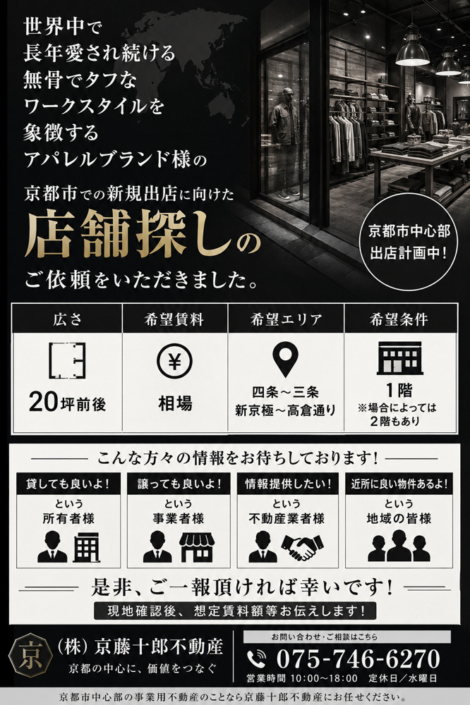 【求！】有名ワークウェアアブランド様用店舗の画像