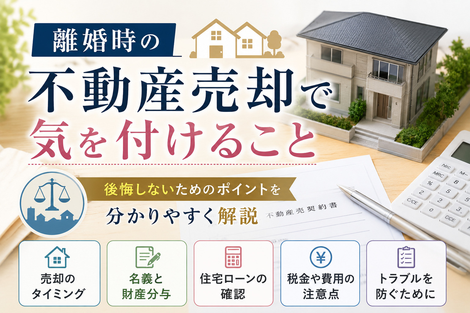 離婚時の不動産売却で気を付けること|後悔しないためのポイントを分かりやすく解説の画像