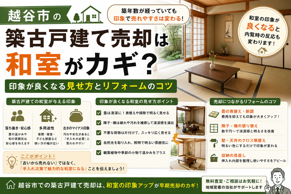 越谷市の築古戸建て売却は和室がカギ？印象が良くなる見せ方とリフォームのコツの画像