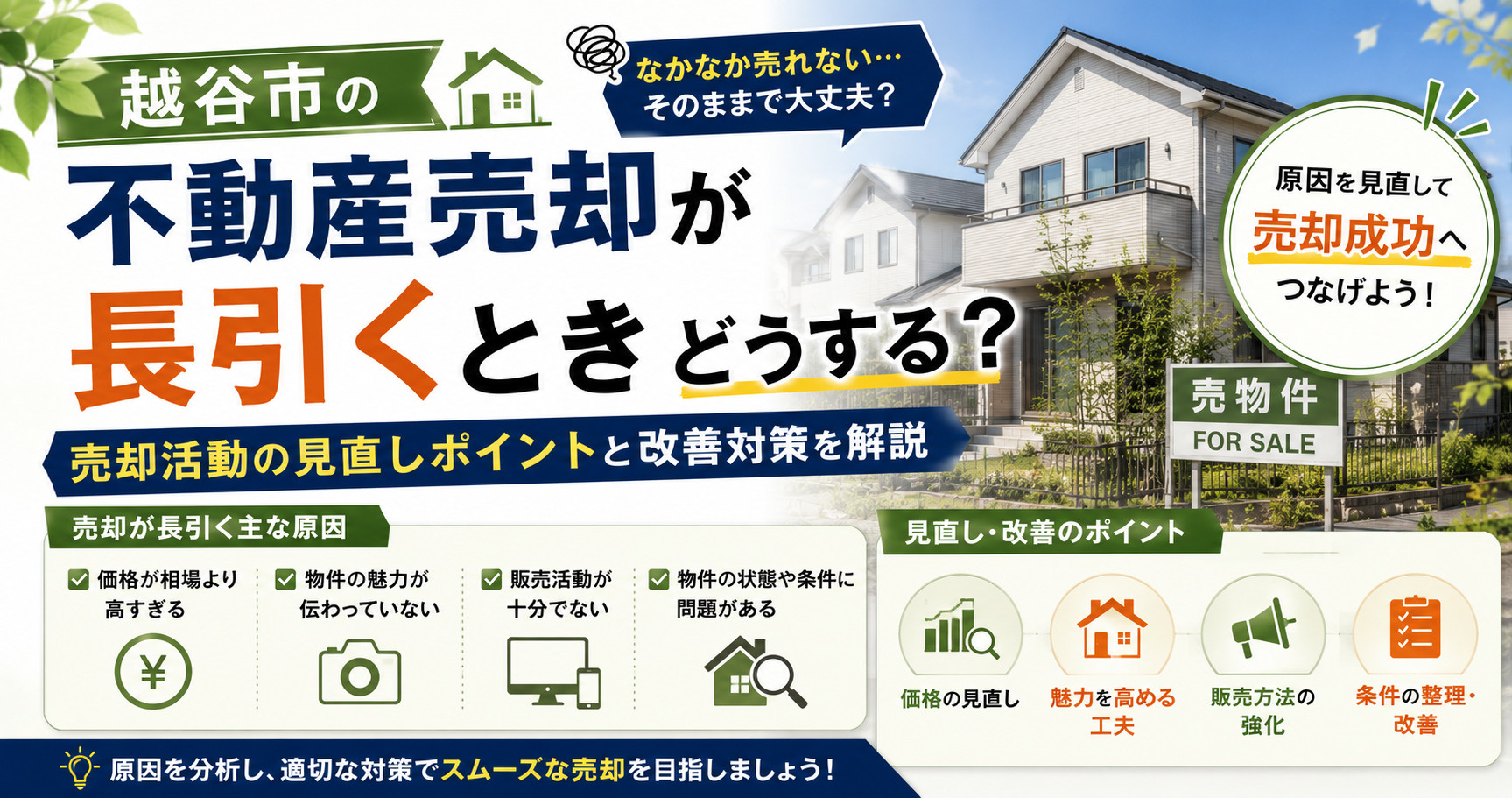 越谷市の不動産売却が長引くときどうする？売却活動の見直しポイントと改善対策を解説の画像