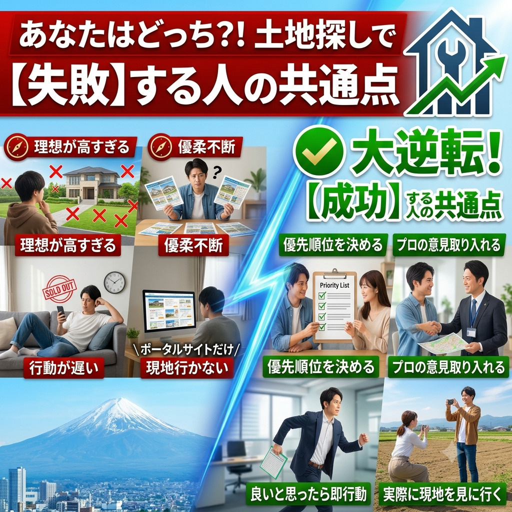 【保存版】なぜあの人は土地が見つかるのか？土地探しで「失敗する人」と「成功する人」の決定的な違いの画像