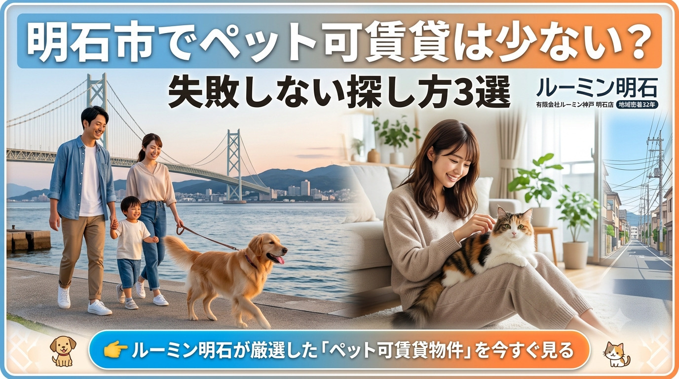 明石市でペット飼育可の賃貸は少ない？探し方のコツと注意点を不動産会社が解説の画像