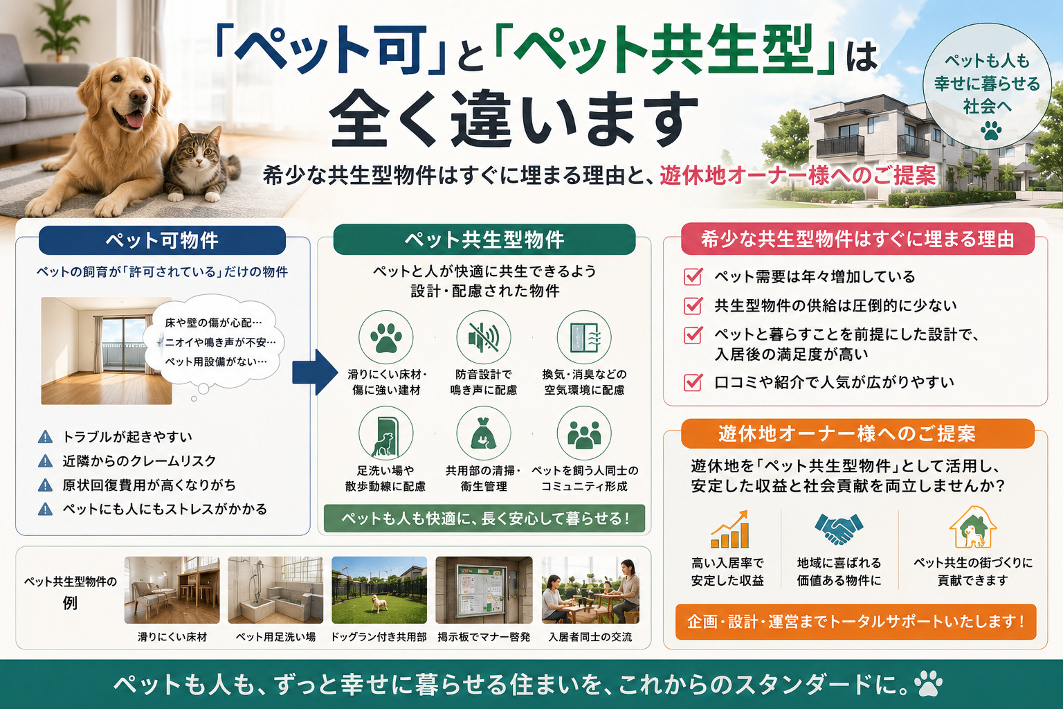 「ペット可」と「ペット共生型」は全く違います｜希少な共生型物件はすぐに埋まる理由と、遊休地オーナー様へのご提案の画像