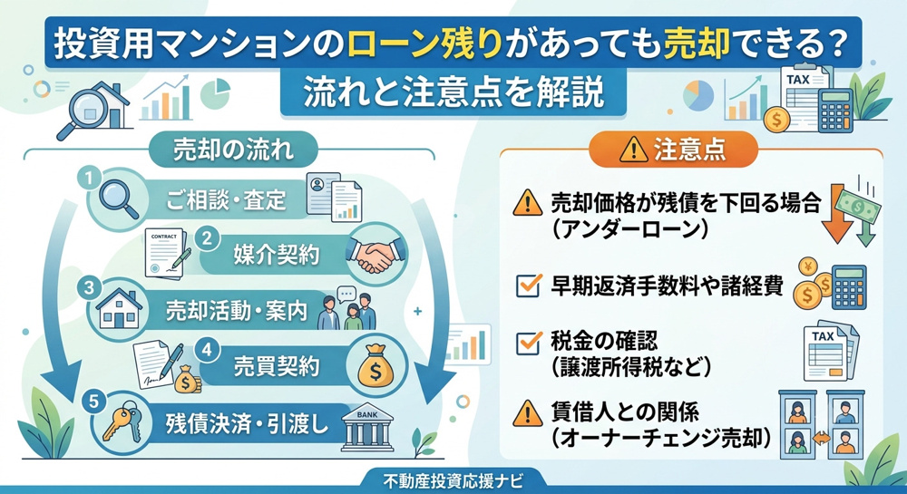 投資用マンションのローン残りがあっても売却できる？流れと注意点を解説の画像
