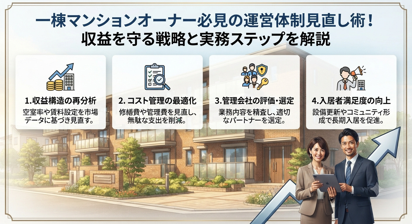 一棟マンションオーナー必見の運営体制見直し術!収益を守る戦略と実務ステップを解説の画像