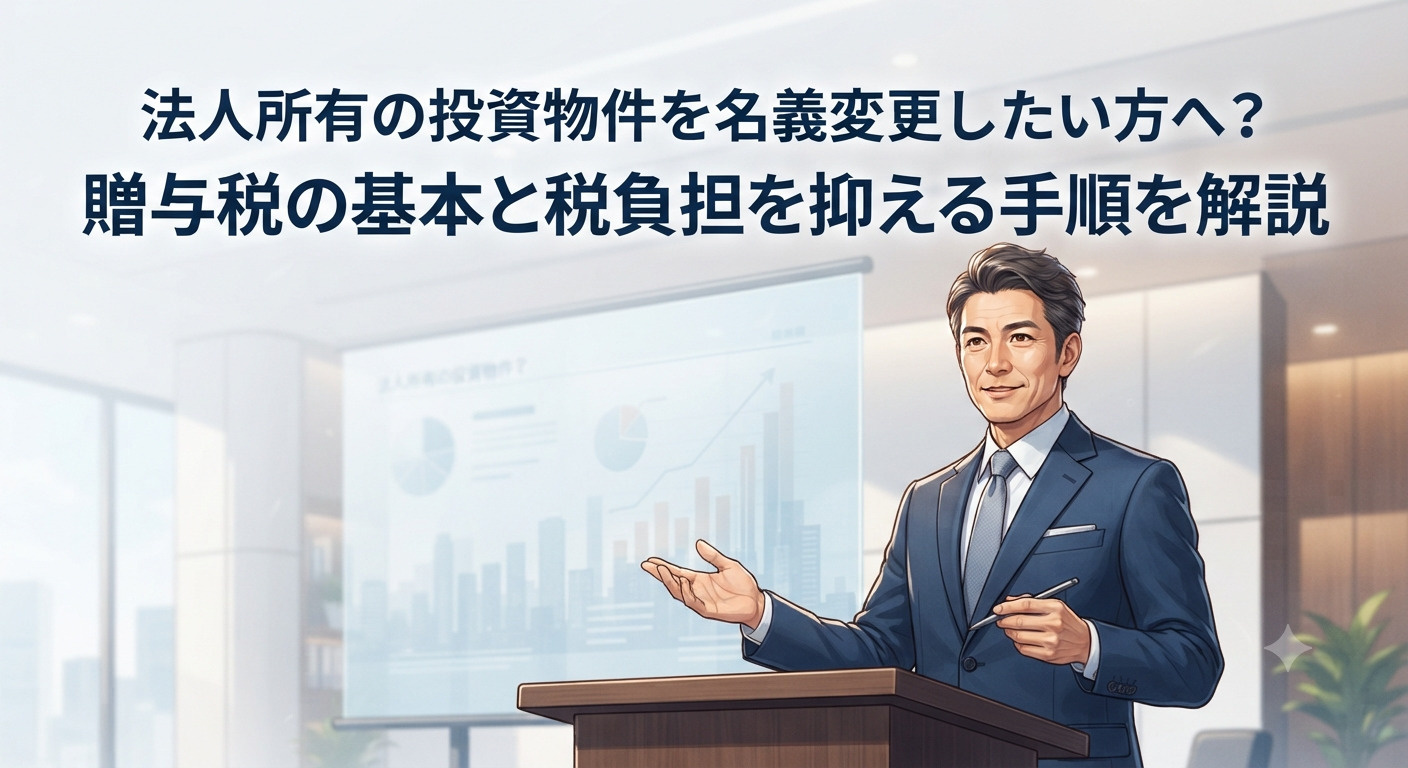 法人所有の投資物件を名義変更したい方へ？贈与税の基本と税負担を抑える手順を解説の画像