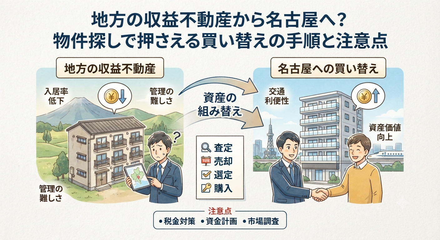 地方の収益不動産から名古屋へ？物件探しで押さえる買い替えの手順と注意点の画像