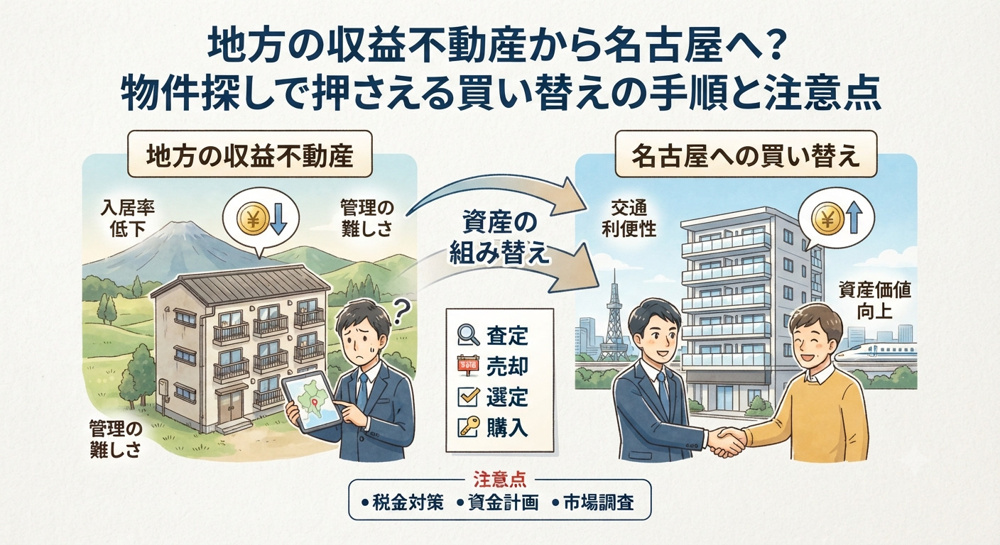 地方の収益不動産から名古屋へ？物件探しで押さえる買い替えの手順と注意点の画像