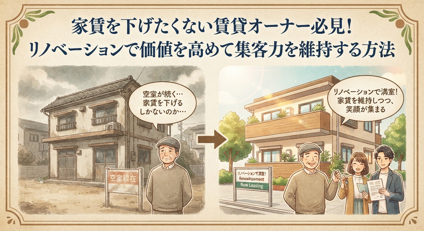 家賃を下げたくない賃貸オーナー必見！リノベーションで価値を高めて集客力を維持する方法の画像