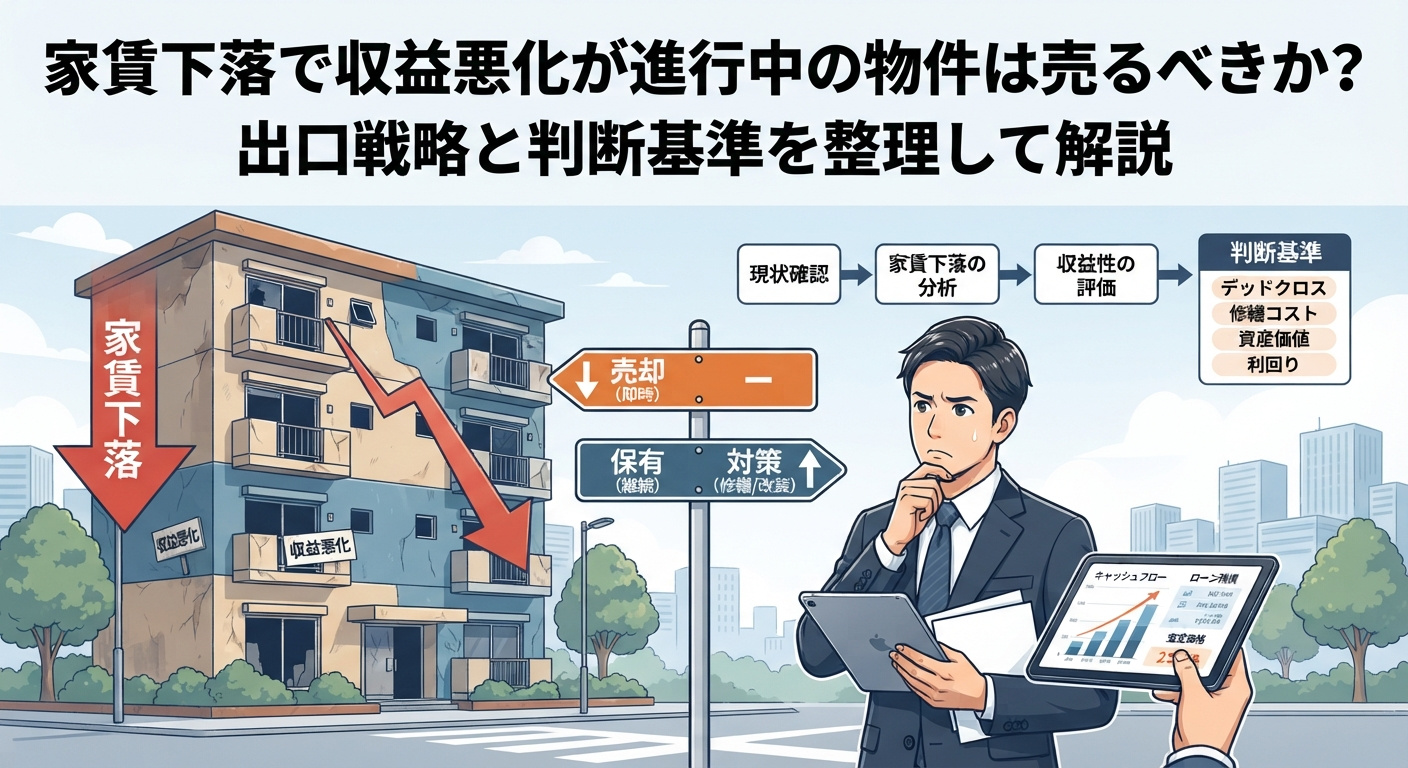 家賃下落で収益悪化が進行中の物件は売るべきか?出口戦略と判断基準を整理して解説の画像