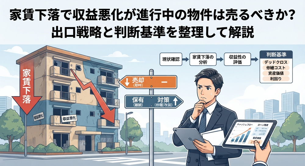 家賃下落で収益悪化が進行中の物件は売るべきか？出口戦略と判断基準を整理して解説の画像