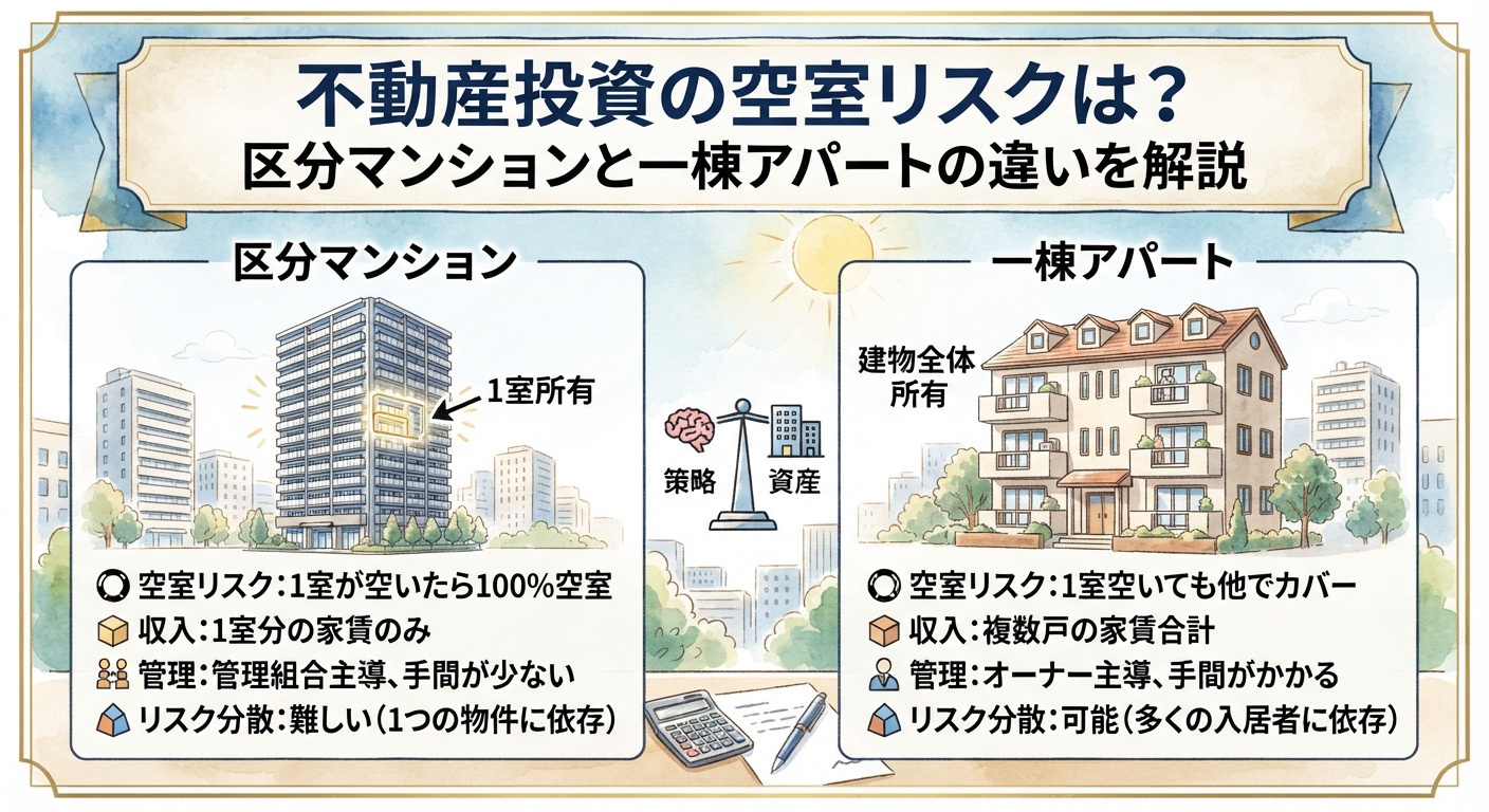 不動産投資の空室リスクは?区分マンションと一棟アパートの違いを解説の画像