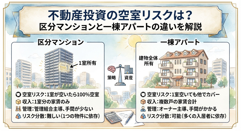 不動産投資の空室リスクは？区分マンションと一棟アパートの違いを解説の画像