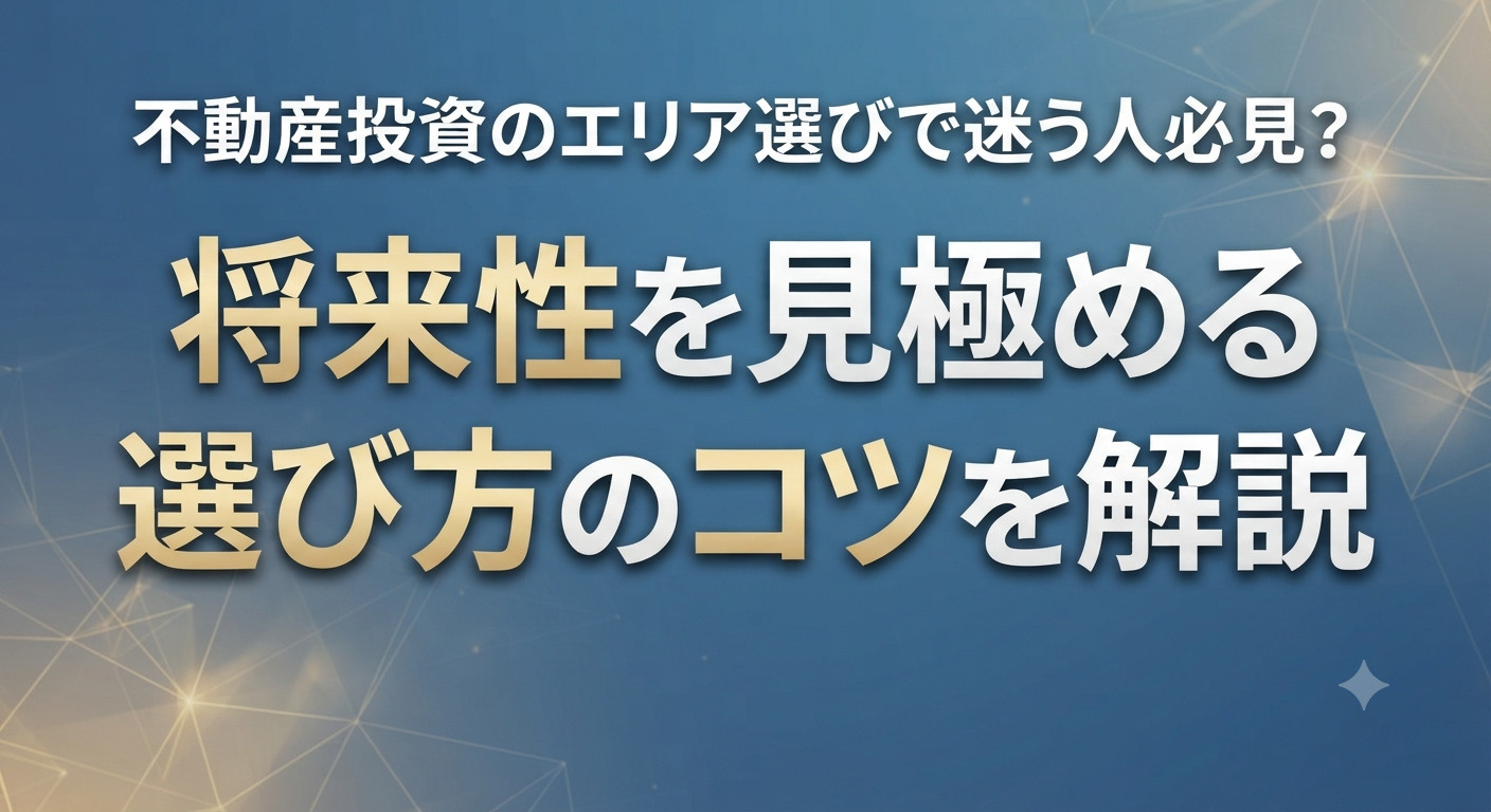 不動産投資のエリア選びで迷う人必見?将来性を見極める選び方のコツを解説の画像