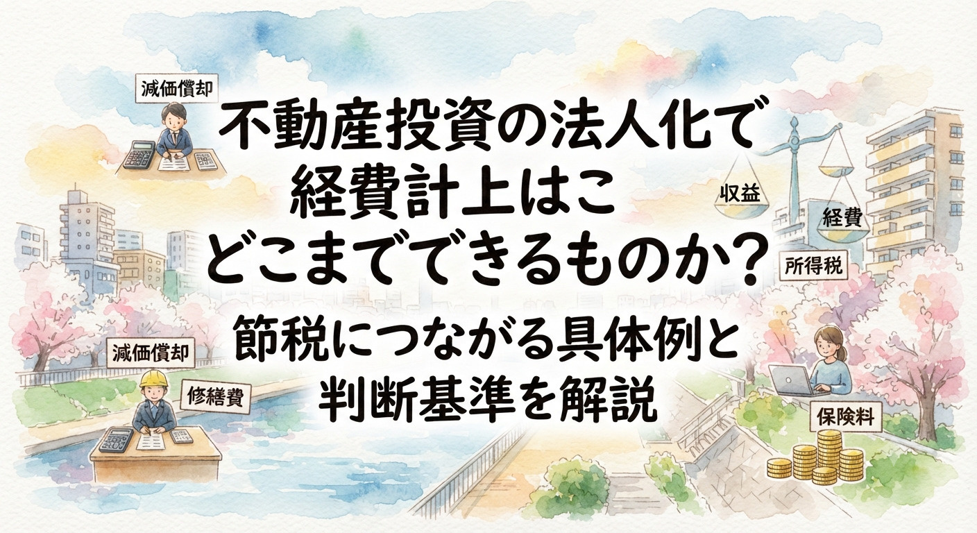 不動産投資の法人化で経費計上はどこまでできるものか？節税につながる具体例と判断基準を解説の画像