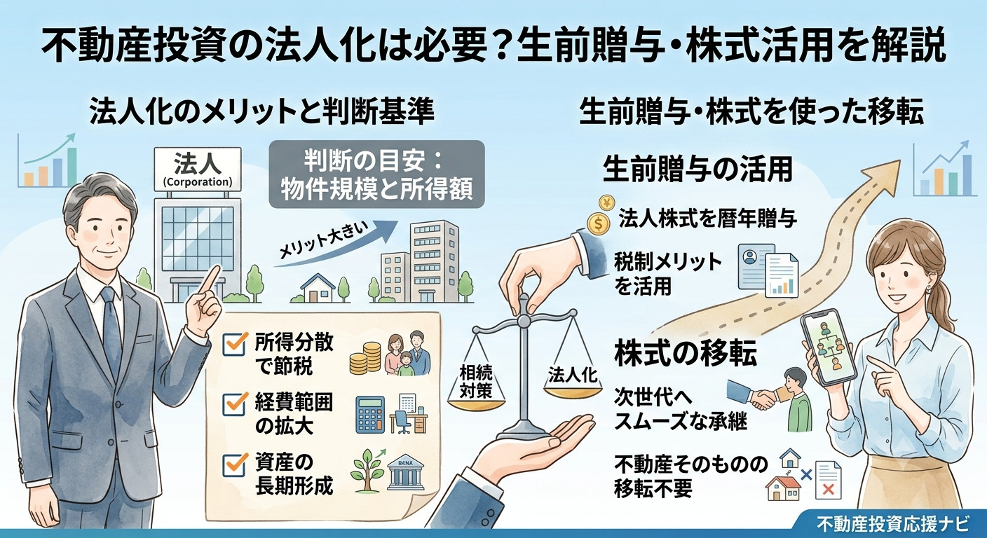 不動産投資の法人化は必要か?生前贈与や株式を使った移転方法を解説の画像