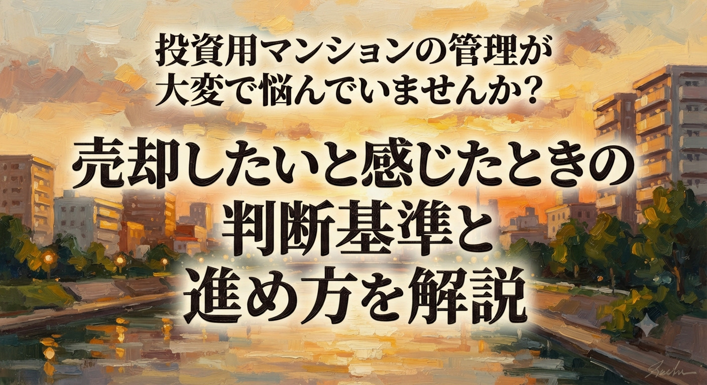 投資用マンションの管理が大変で悩んでいませんか？売却したいと感じたときの判断基準と進め方を解説の画像