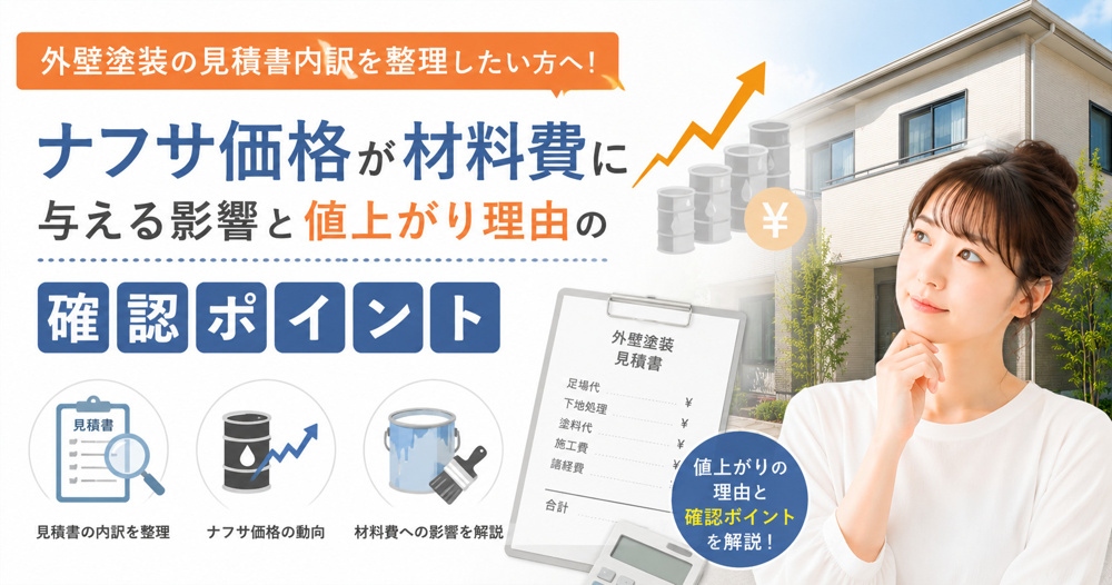 外壁塗装の見積書内訳を整理したい方へ！ナフサ価格が材料費に与える影響と値上がり理由の確認ポイントの画像