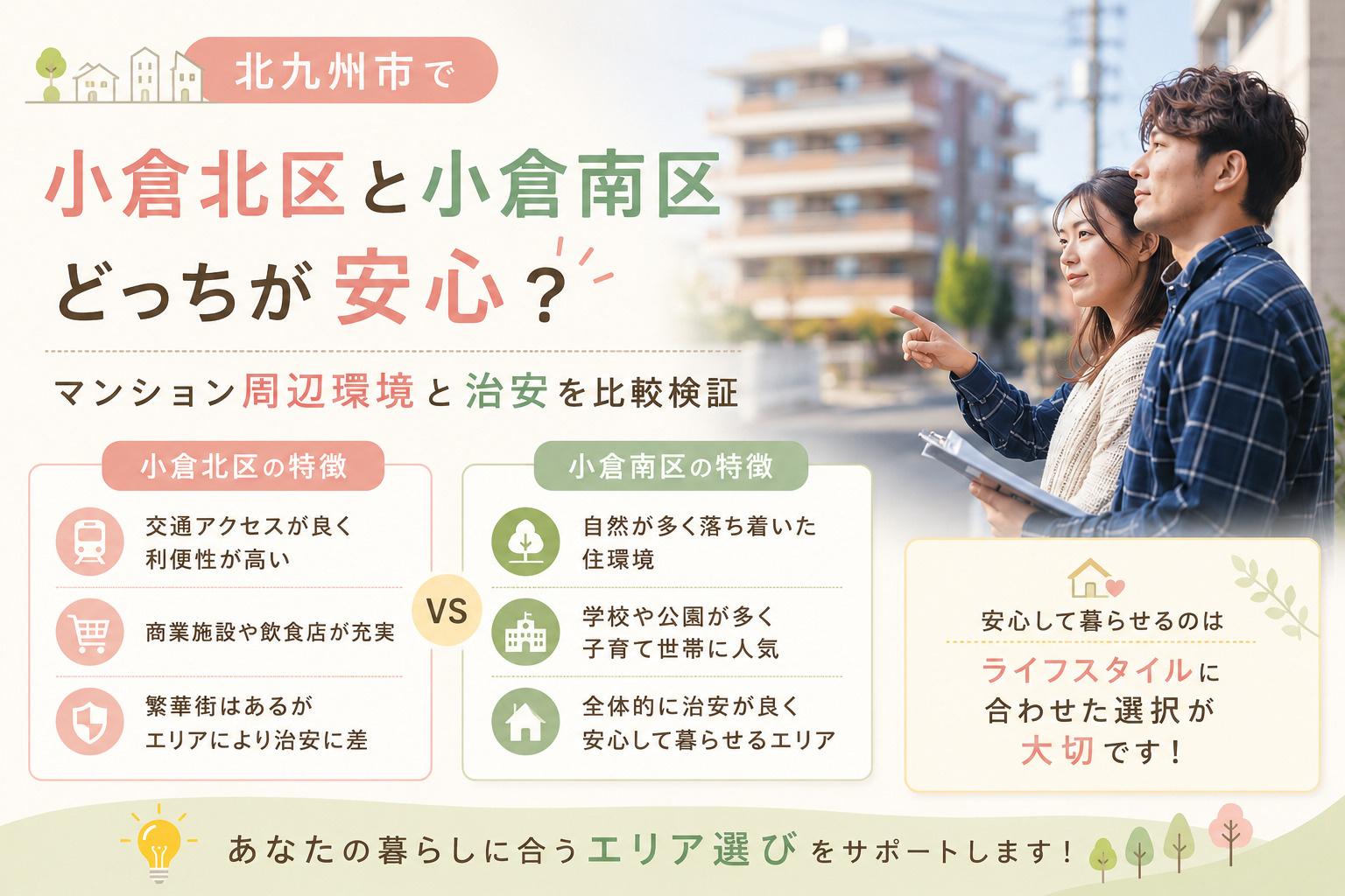小倉北区と小倉南区どっちが安心？マンション周辺環境と治安を比較検証の画像