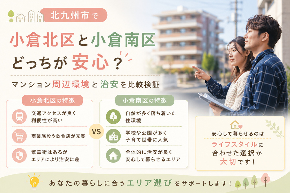 小倉北区と小倉南区どっちが安心？マンション周辺環境と治安を比較検証の画像