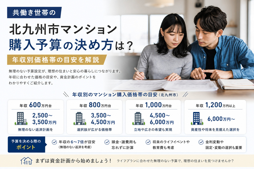 共働き世帯の北九州市マンション購入予算の決め方は？年収別価格帯の目安を解説の画像