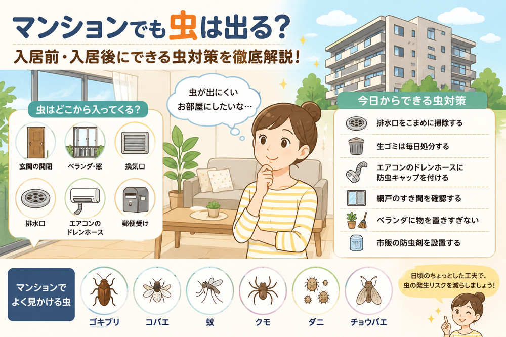 マンションでも虫は出る？入居前・入居後にできる虫対策を徹底解説！の画像