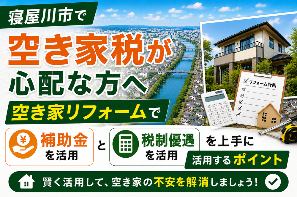 寝屋川市で空き家税が心配な方へ？空き家リフォームで補助金と税制優遇を上手に活用の画像