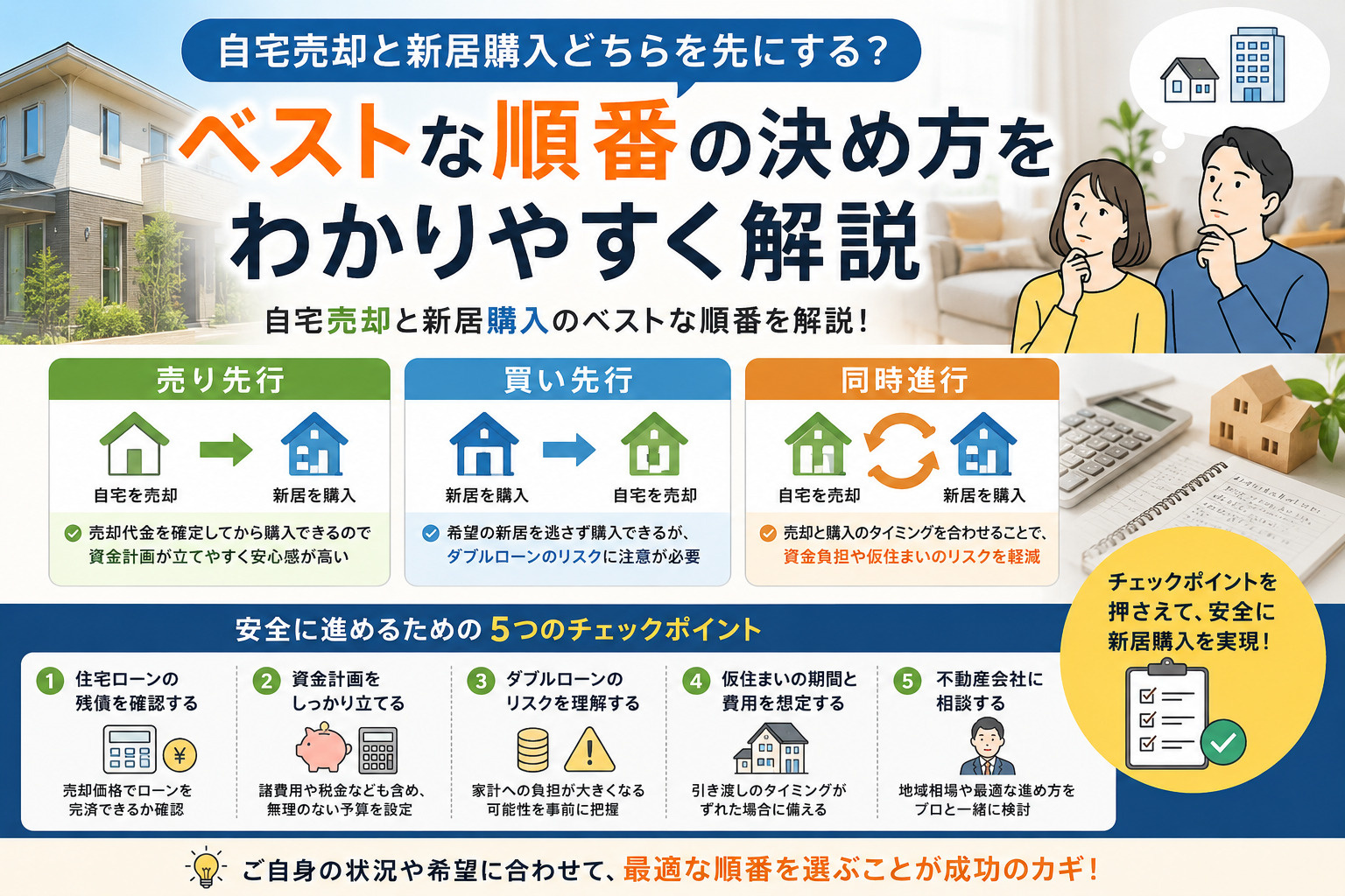 自宅売却と新居購入どちらを先にする？ベストな順番の決め方をわかりやすく解説の画像