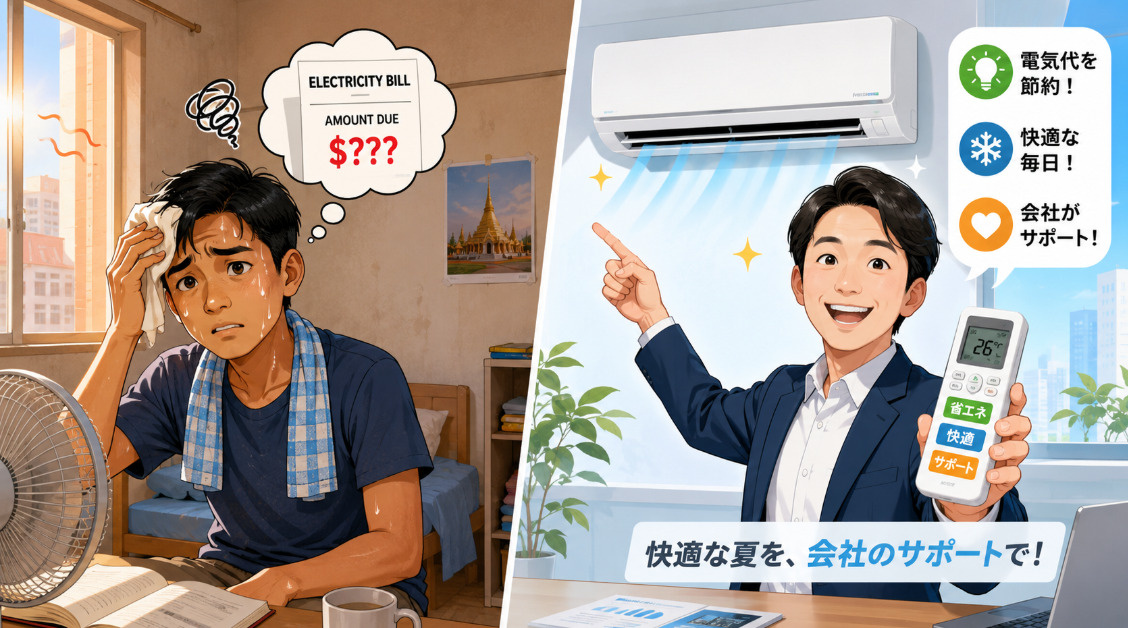 【企業の労務管理】社宅での熱中症リスクを防ぐ！外国人実習生が「エアコンをつけない理由」と企業担当者が今すぐ取るべき3つの行動の画像