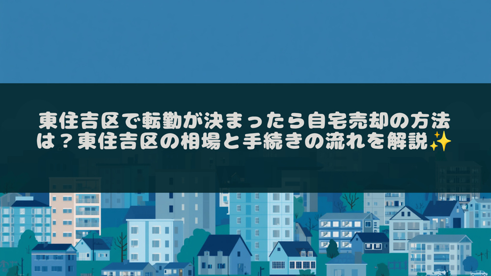 東住吉区で転勤が決まったら自宅売却の方法は？東住吉区の相場と手続きの流れを解説の画像