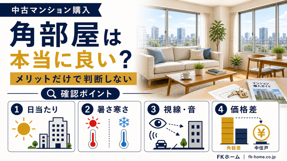 中古マンション購入で「角部屋」は本当に良い？メリット・注意点と内覧時の確認ポイントの画像