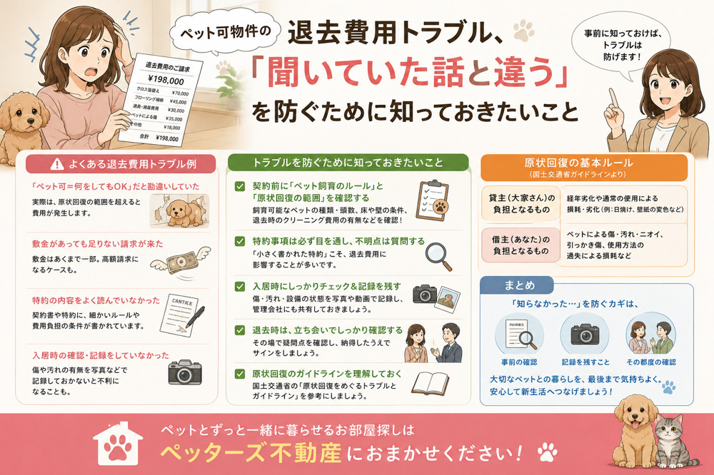 ペット可物件の退去費用トラブル完全ガイド「聞いていた話と違う」を防ぐ相場・対策・交渉術の画像