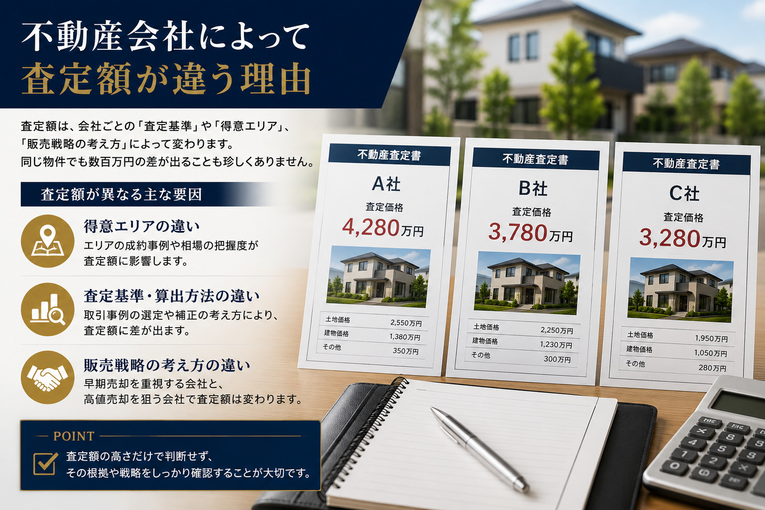 不動産会社によって査定額が違う理由