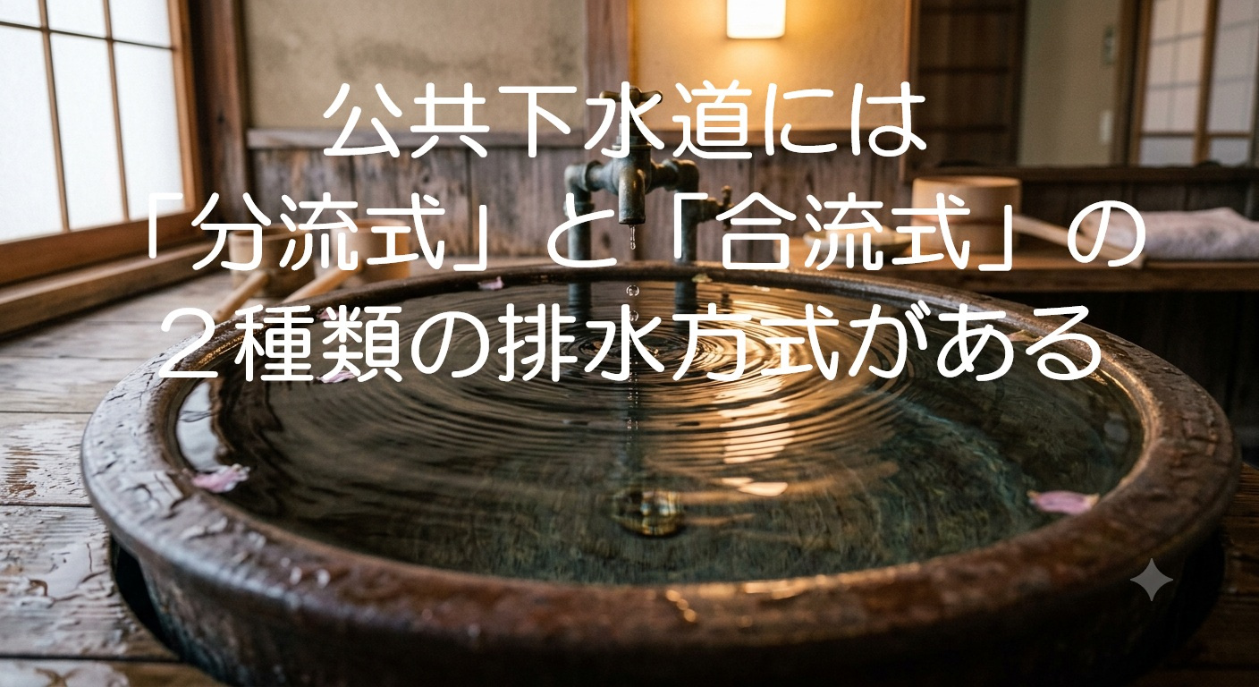 公共下水道には、「分流式」と「合流式」の２種類の排水方式がある【高崎不動産情報ライブラリー】の画像
