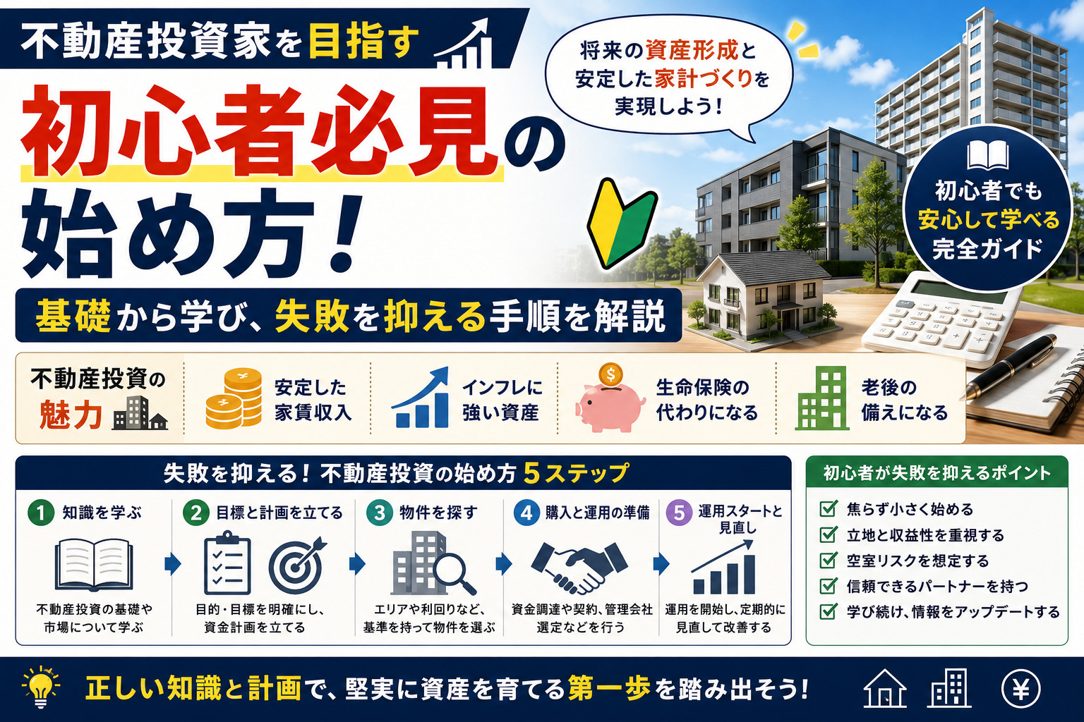 不動産投資家を目指す初心者必見の始め方！基礎から学び失敗を抑える手順を解説の画像